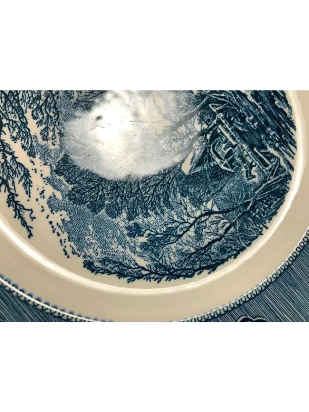 Royal Currier & Ives Dinner Plate Set Old Grist Mill Blue White 10
